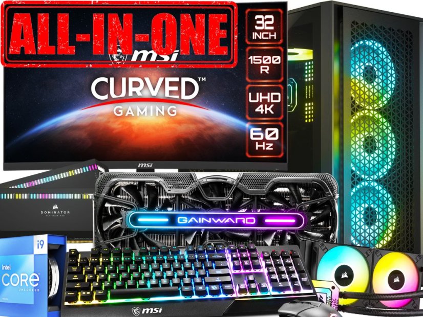 Herní PC set s monitorem - ZÁRUKA 24M | Intel Core i9-13900KF | RTX 3090 24GB | 64 GB DDR5 | 2000 SSD | 4K LCD MSI | klávesnice+myš MSI