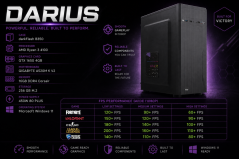 Gaming PC DARIUS • GARANTIE 24M • AMD Ryzen 3 4100 • GTX 1650 • 16GB • 256 SSD • WIN11