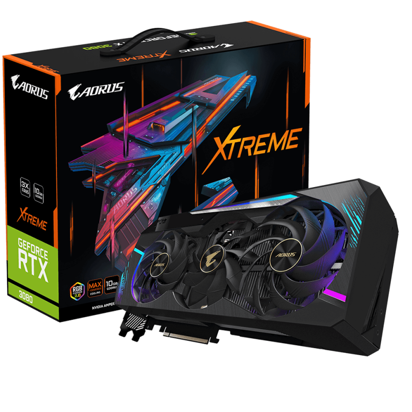 Použitá grafická karta GIGABYTE AORUS GeForce RTX 3080 EXTREME 10 GB - ZÁRUKA 12M
