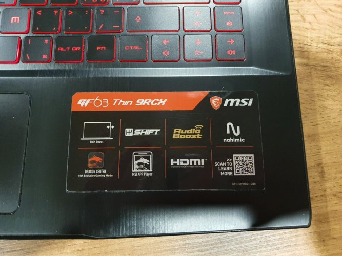 Herný notebook MSI GF63 - ZÁRUKA 12M | i5-9300H | GTX 1050 Ti | 16GB | 512 SSD