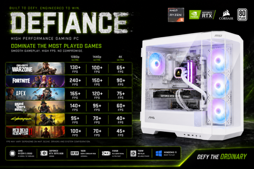 Herní PC DEFIANCE • ZÁRUKA 24M • AMD Ryzen 5 5500 • RTX 3070 8GB • 16GB • 512 SSD • WIN11